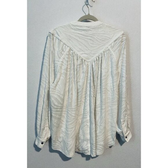 Free People Top Womens Small White Cant Stop Dreaming Oversized Puffy Sleeve - Picture 5 of 9